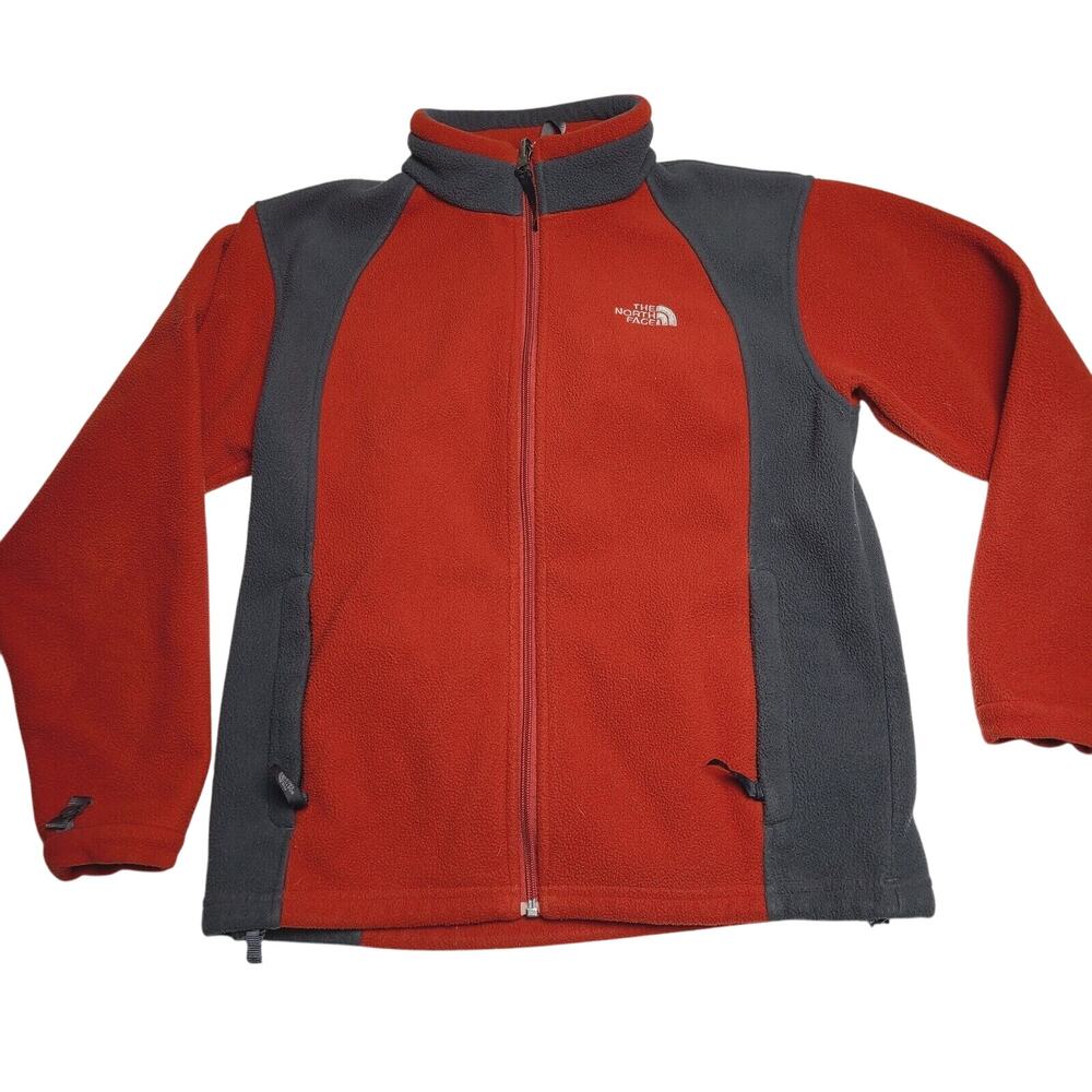 The North Face Women's Size Medium Red Grey Fleece Zip-up Jacket